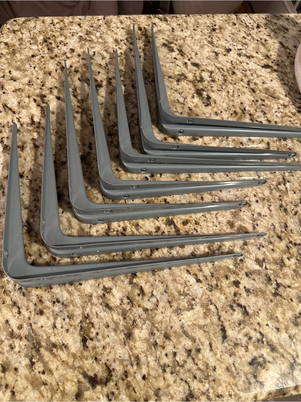Lot of 7 Metal L Brackets Heavy Duty Grey Steel Shelf Supports 10x12 Inch